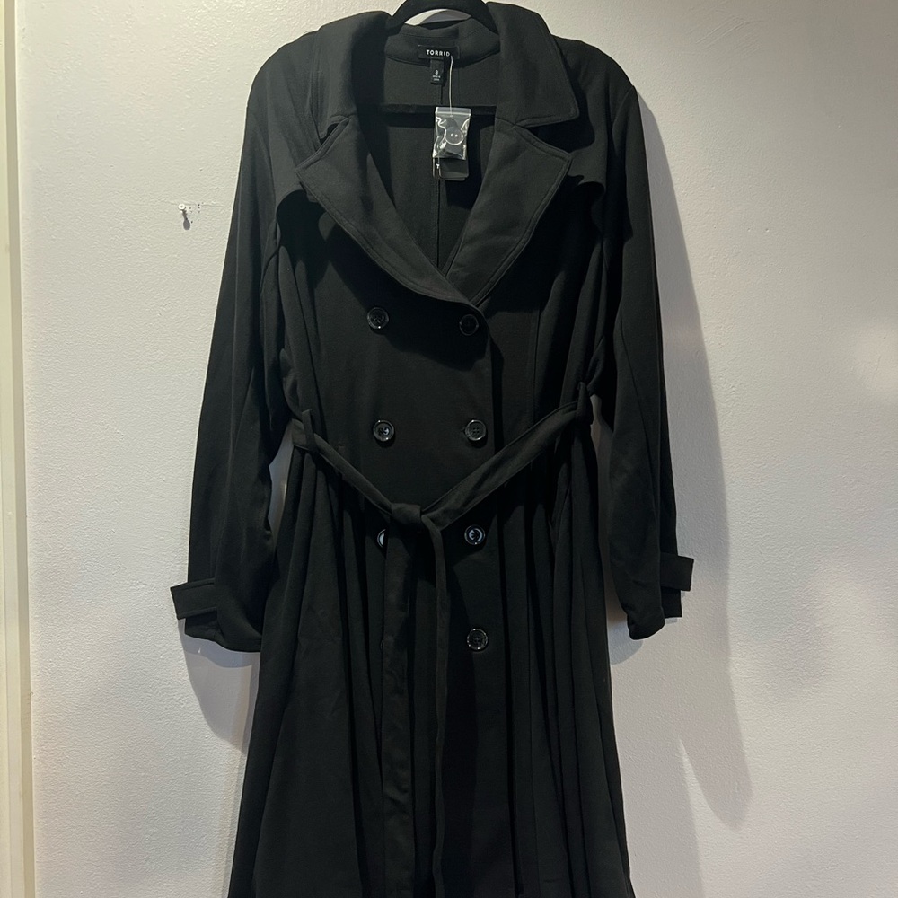 Plus size soft flare trench black sweater Torrid 3x (22-24) NWT